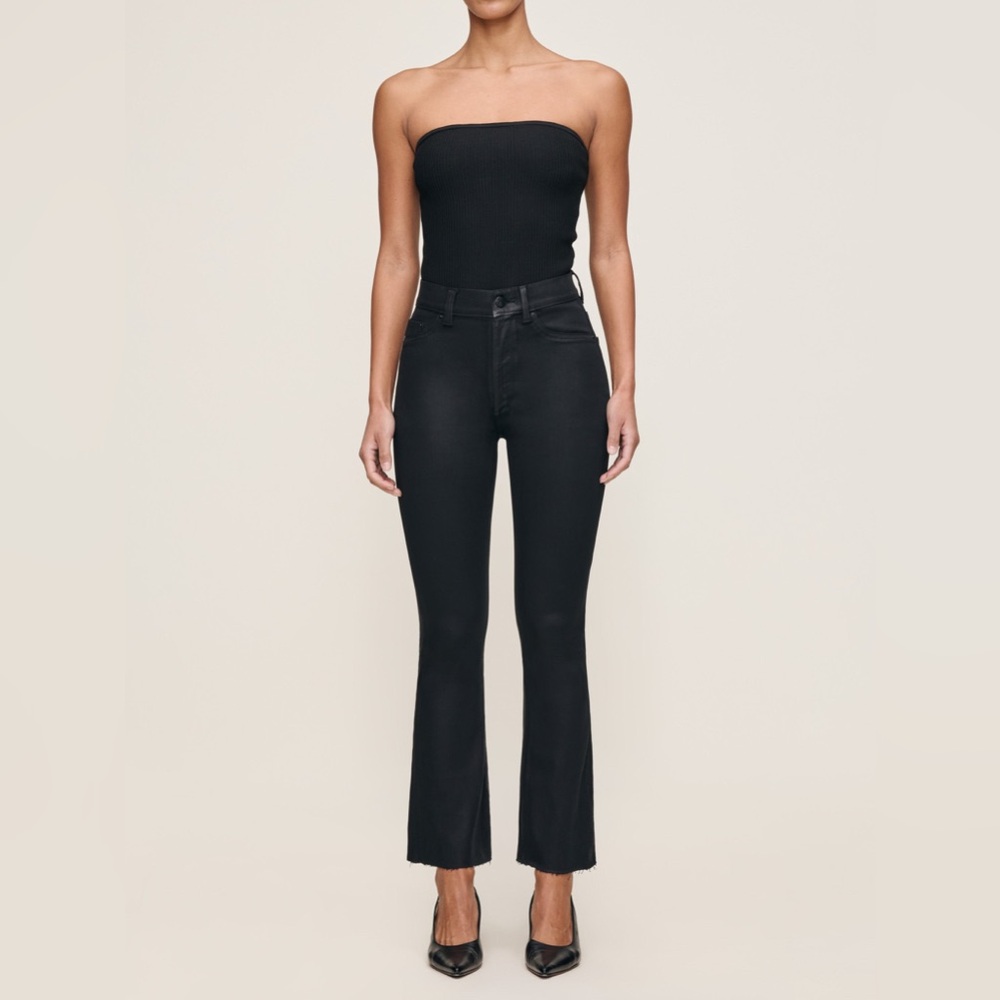 DL1961 Bridget Boot High Rise Instasculpt Crop Jeans in Black Coated
